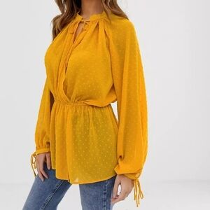 Long orange sleeve smock top
